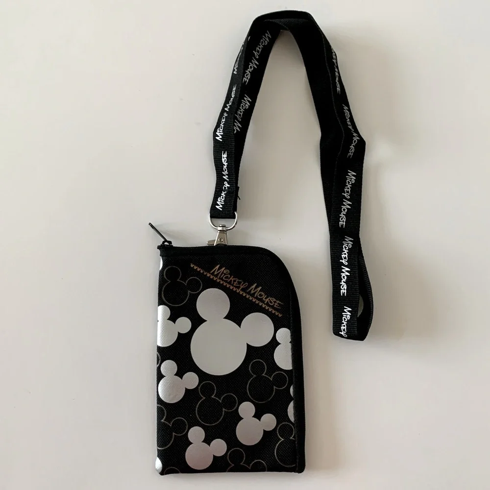 DISNEY Mickey Mouse Drawstring Travel Backpack and Lanyard Zippered Pouch